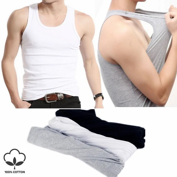 3-1- Pack Men 100% Cotton Tagless Ribbed Tank Top A-Shirt Wife Beater Undershirt