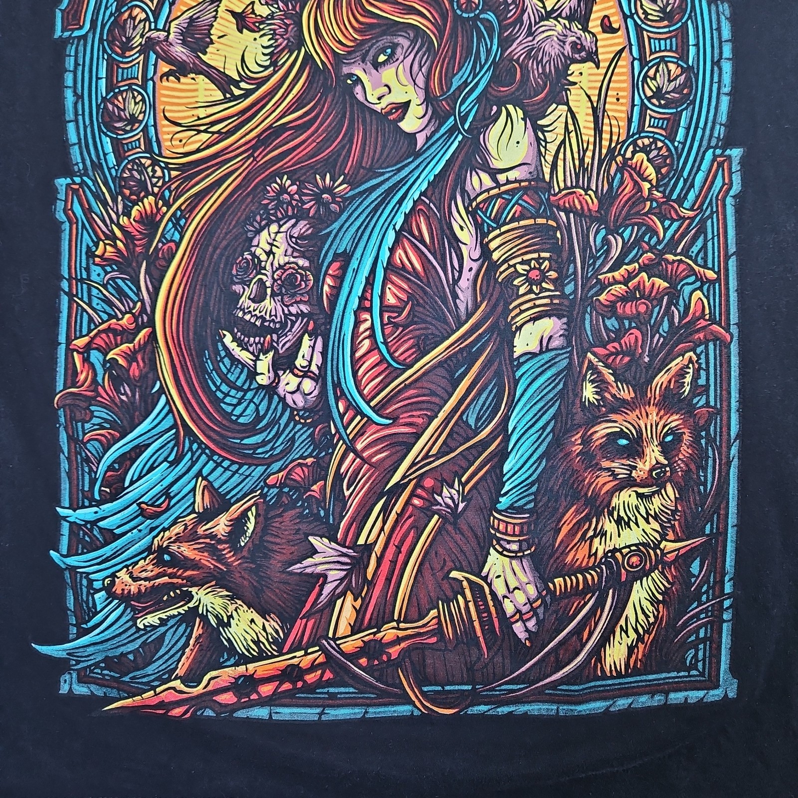Mumford Clothing T-Shirt Psychedelic Women Warrior Black Size XL Graphic Fantasy
