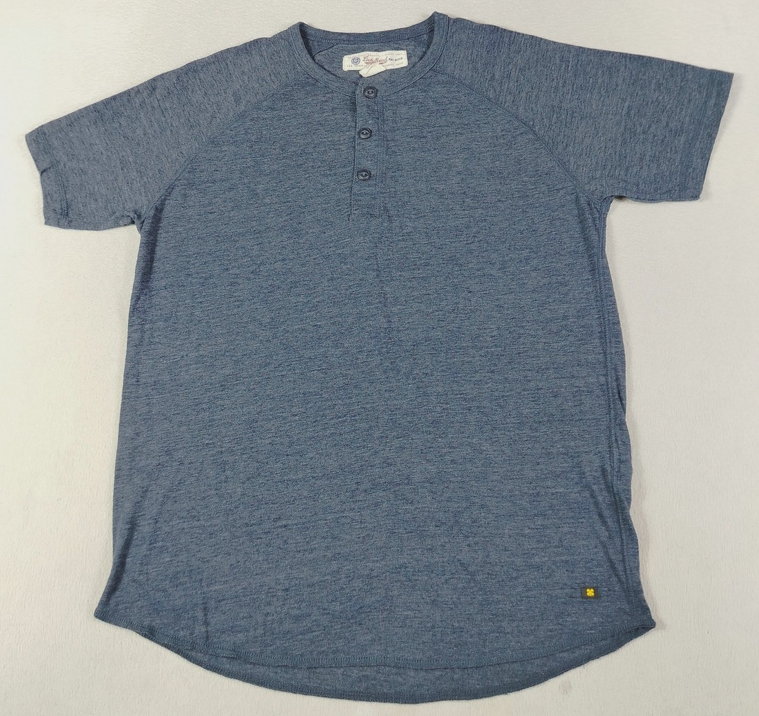 Lucky Brand Shirt Mens Medium Blue Heather Henley Raglan Lightweight Preppy