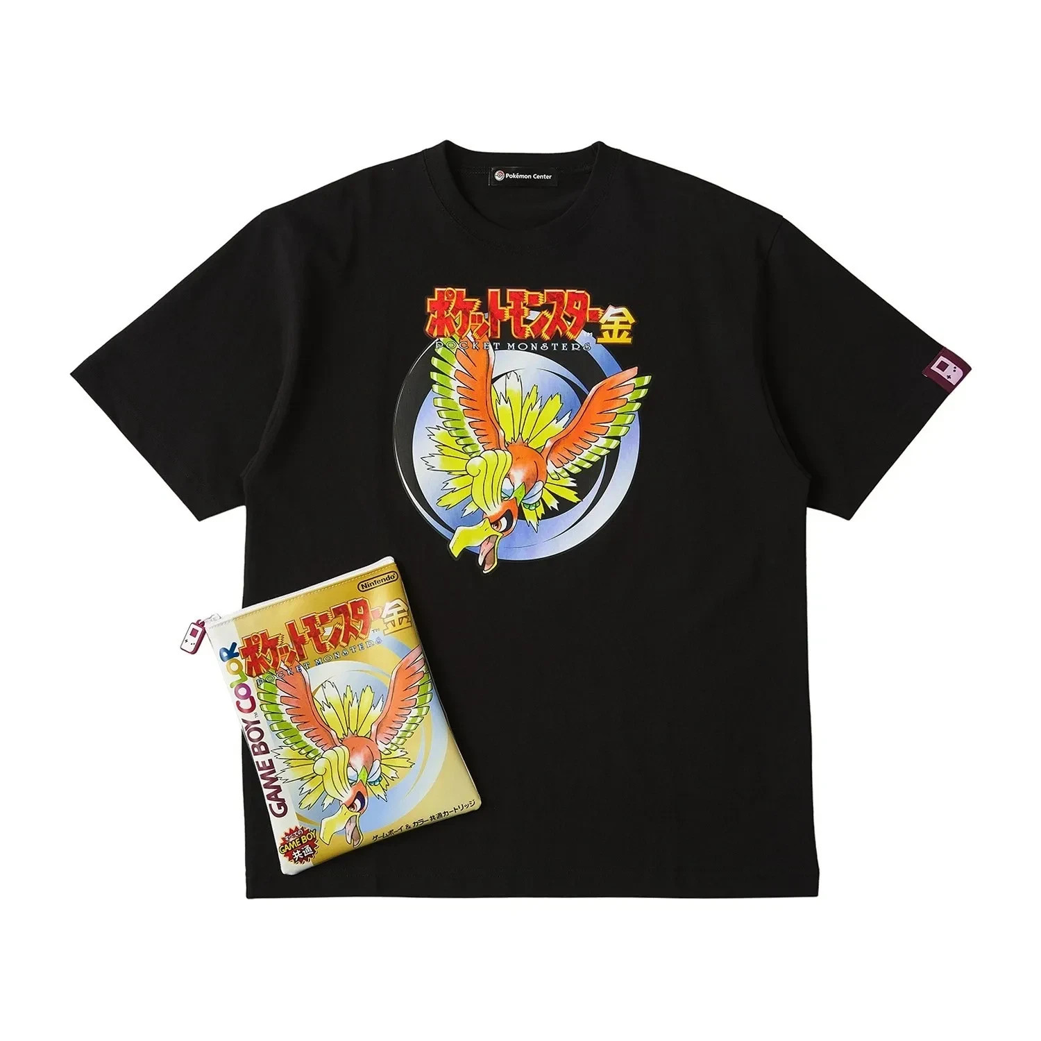 Pokemon Center T-Shirt & Pouch Set Gold Version Game Boy Official Japan L SIZE