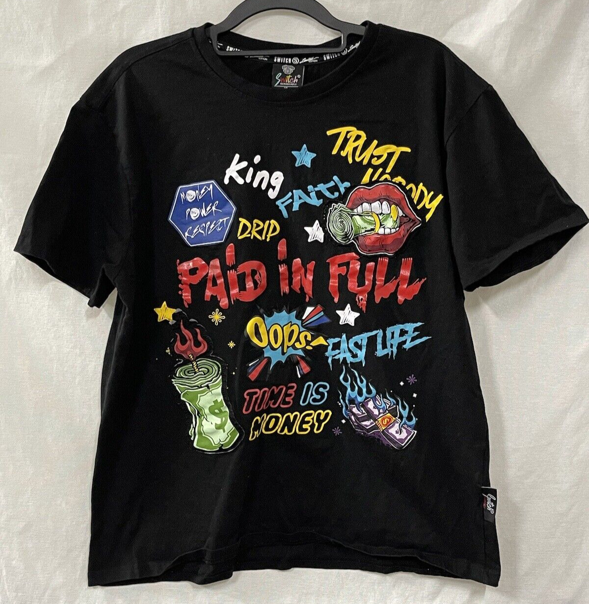 Switch Remarkable Limited Edition Graphic Print Tee Mens Black Cotton T-Shirt XL