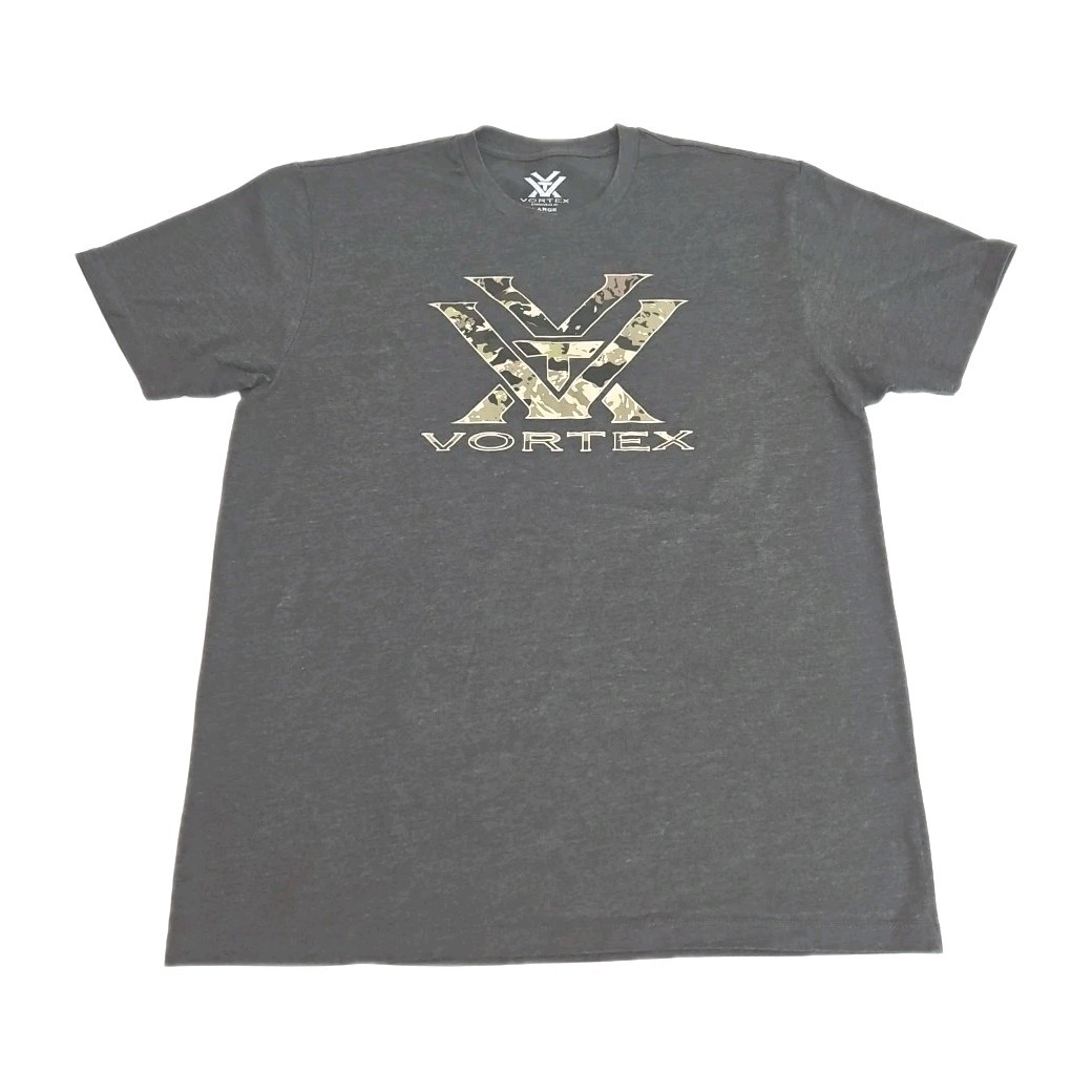 Vortex T shirt Mens Size Large Gray Camo Rifle Arms Optics Unisex