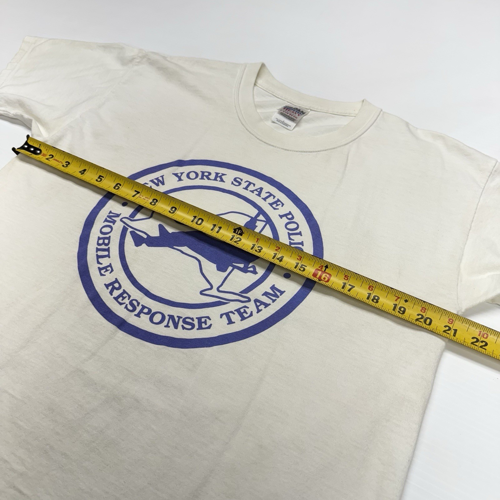 Vtg New York State Police Mens T-Shirt L Mobile Response Team Big Logo Graphic