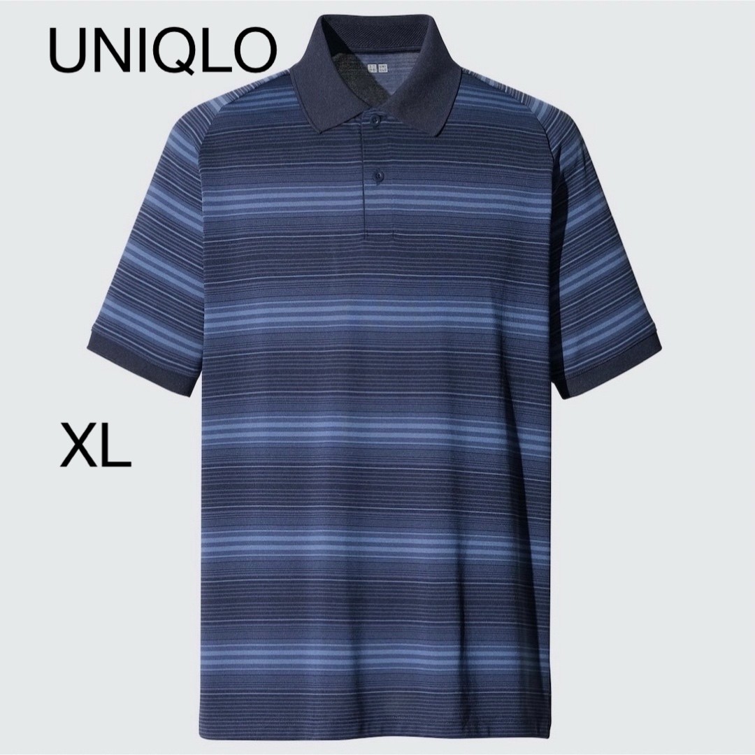 UNIQLO Adam Scott Model Shirt Dry EX Short Sleeve Collared Polo Blue Stripe XL