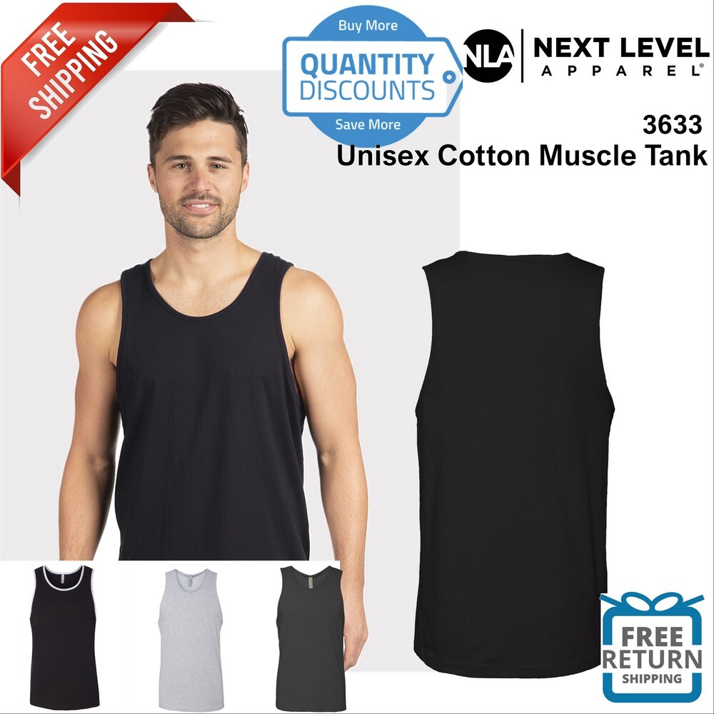 Next Level Mens Cotton Tank Top Shirt 3633 Blank Plain Solid Athletic Up To 2XL