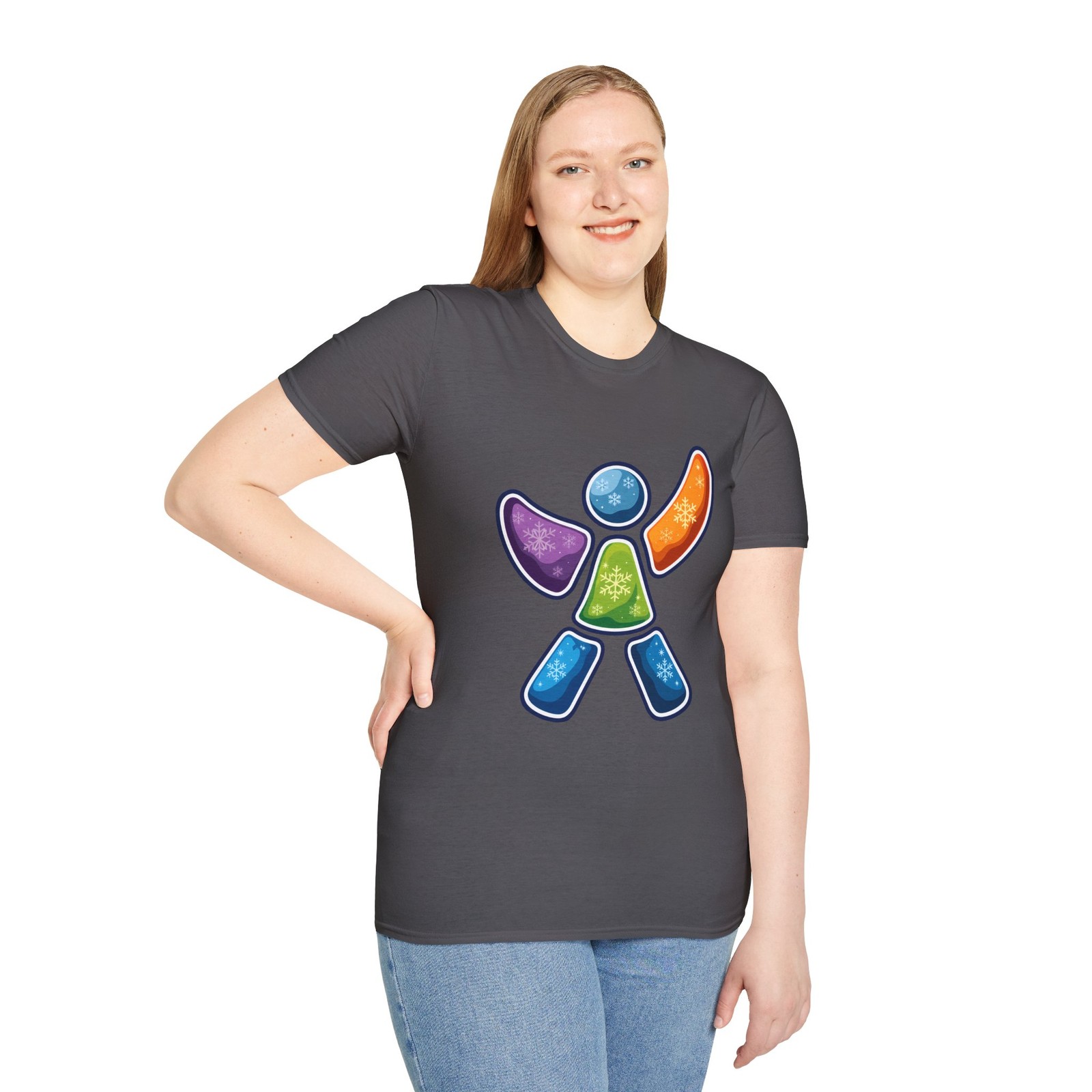 Minimalist Snow Angel Winter Abstract Holiday Christmas Unisex Softstyle T-Shirt