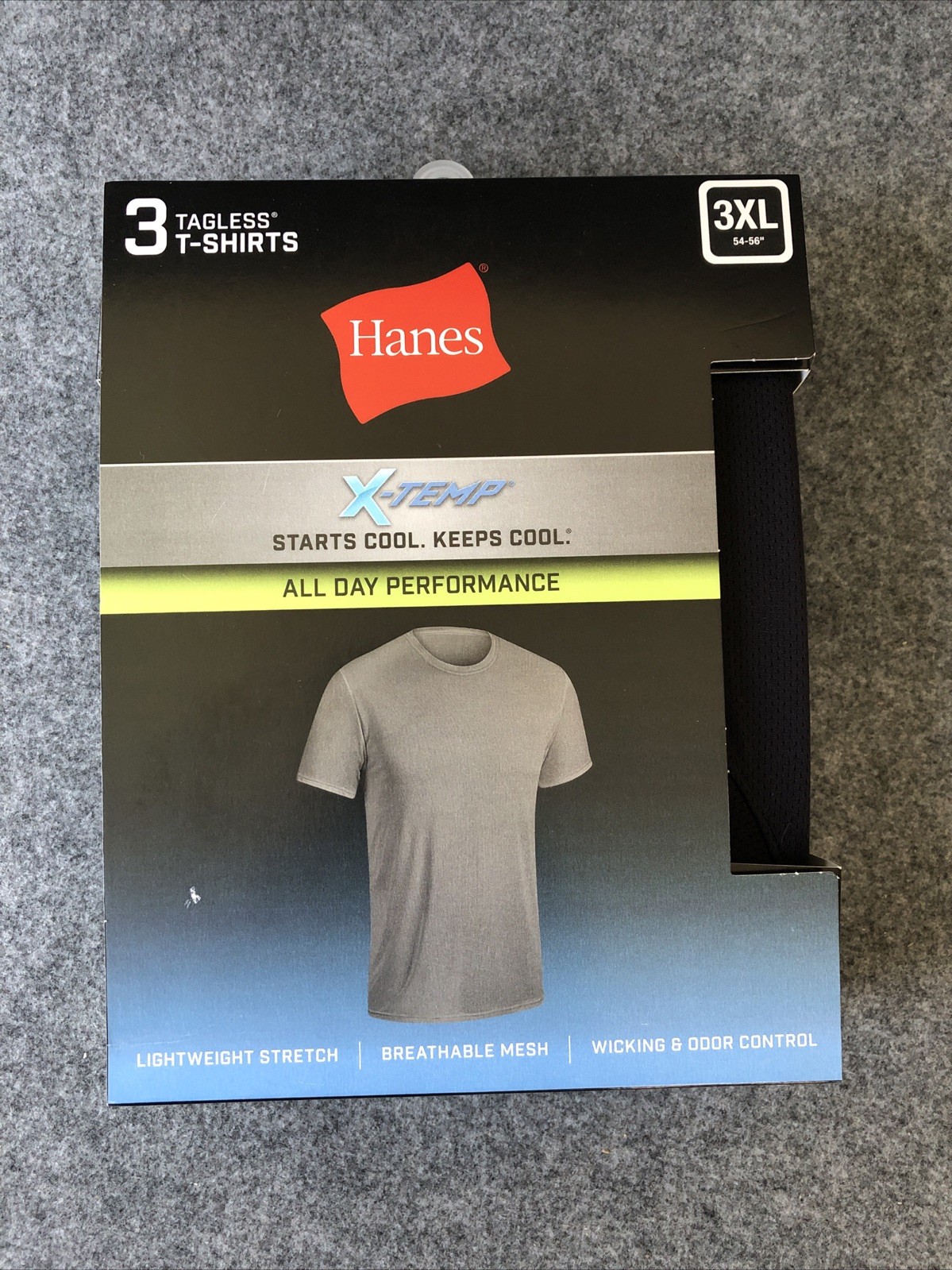 Hanes 3 Tagless T-Shirts 3XL 54-56 Undershirt Moisture Wicking Mesh, New