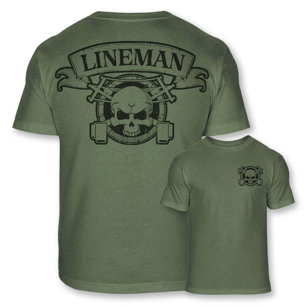 Lineman Skull Crossbones T-Shirt – Lineworker Line Man Athletic Tee Shirt – A101