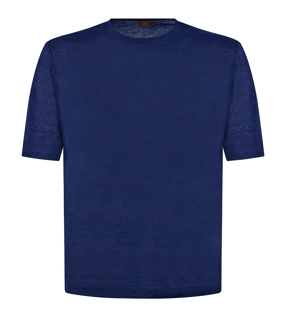 STILE LATINO t-shirt linen cotton EU 52 US 42 dark blue normal fit