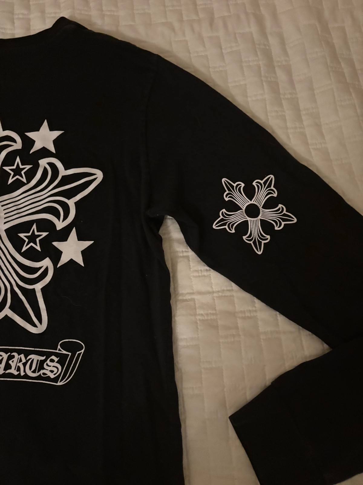 Chrome Hearts Men’s T-Shirt Long Sleeve Print Stars Black Size Medium Pocket