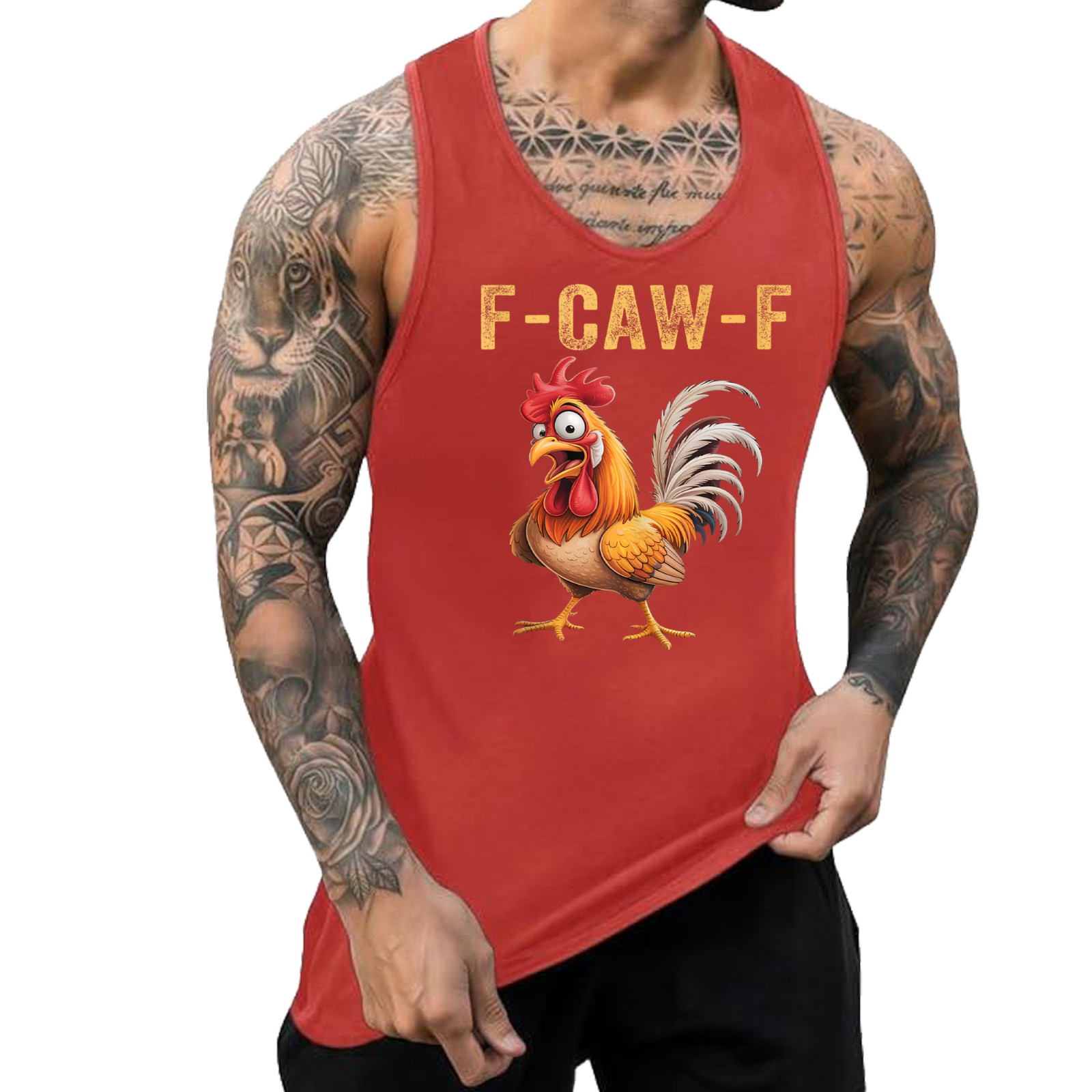 F Caw F Rooster, F-Caw-F Funny Chicken Tank Top