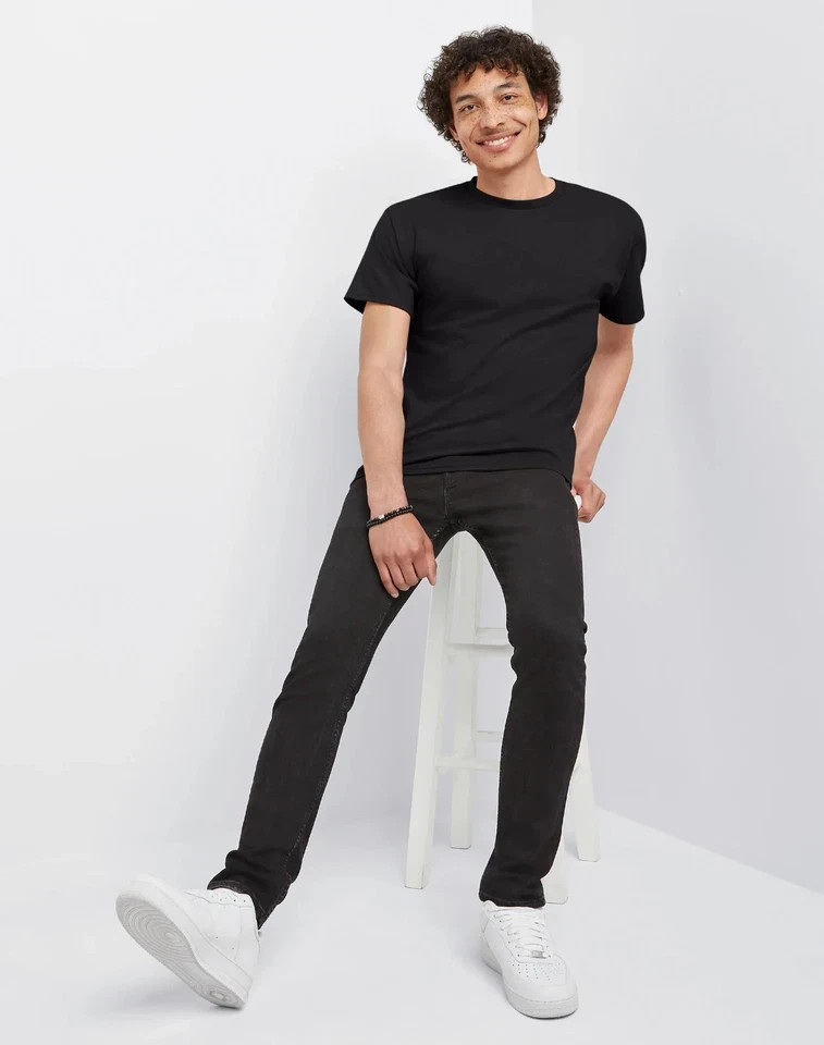Hanes Men Crew neck T-Shirt 4-Pack ComfortSoft 100% Cotton Heavyweight Tee Plain