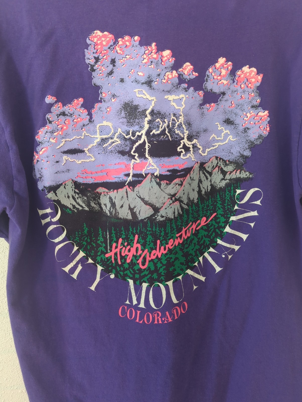Hanes Beefy T SZ MED Vtg Colorado Single Stitch T-Shirt Large 1990s Purple