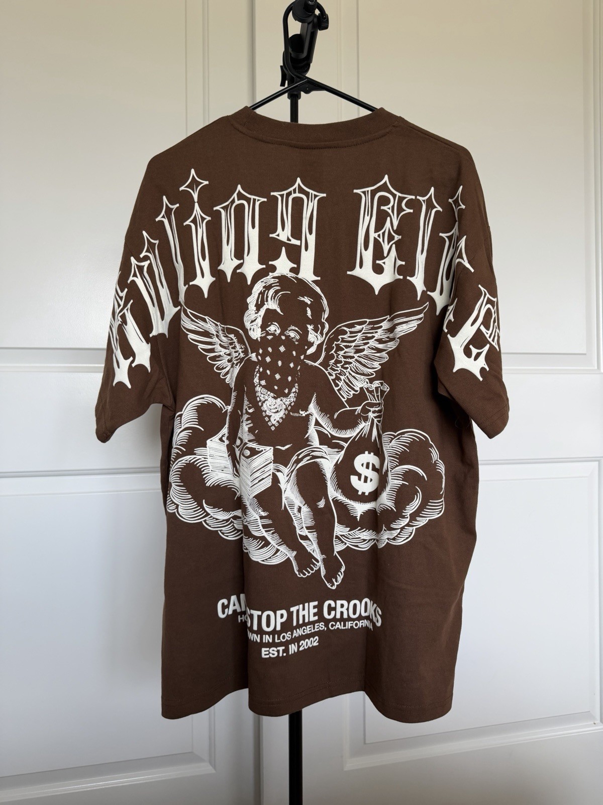 Crooks & Castles Men’s Graphic Tee Streetwear Skater Brown T-Shirt Large Print