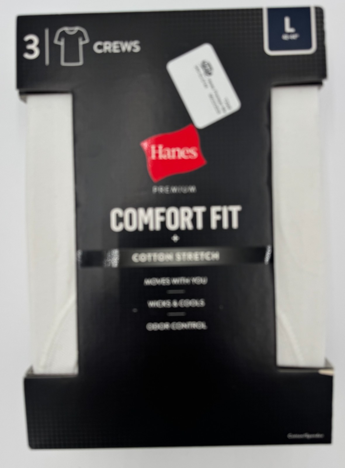 Hanes Premium Mens Crew T-Shirts Size L White Comfort Fit 3-Pack NWT