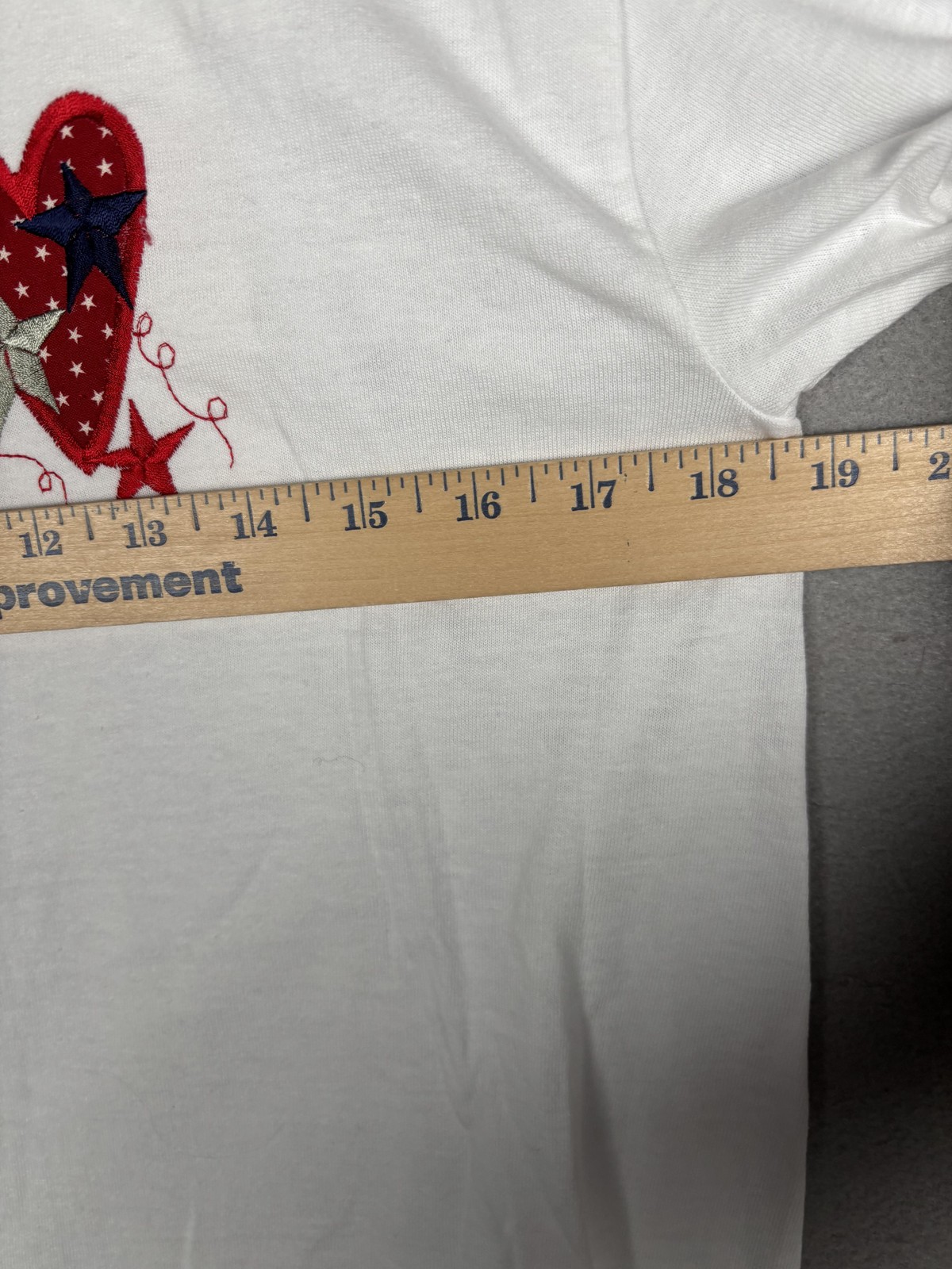 Jerzees Shirt Mens Medium White Patriotic Hearts Stars Embroidered USA Tee