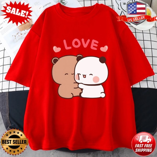 Panda Bear LOVE T Shirt Cotton Bubu Dudu Couple T-Shirt, Valentine Gifts S to 5X