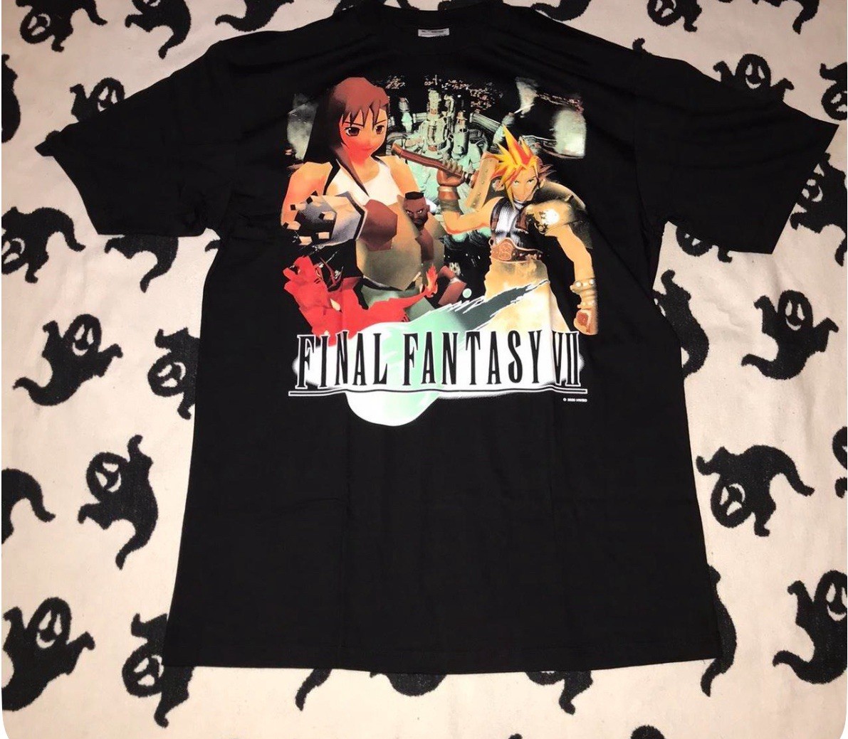 Final Fantasy VII Aerith & Cloud Black Graphic Print Cotton Crew Tee XL