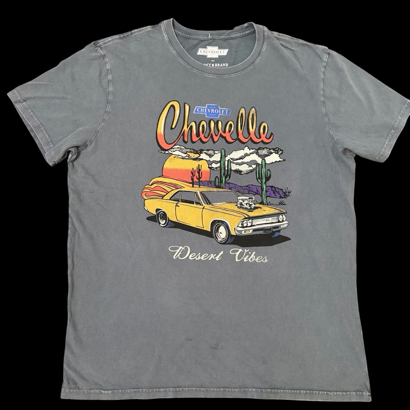 100% Cotton Lucky Sz L New Chevrolet Tshirt Teal Gray Vintage Appeal