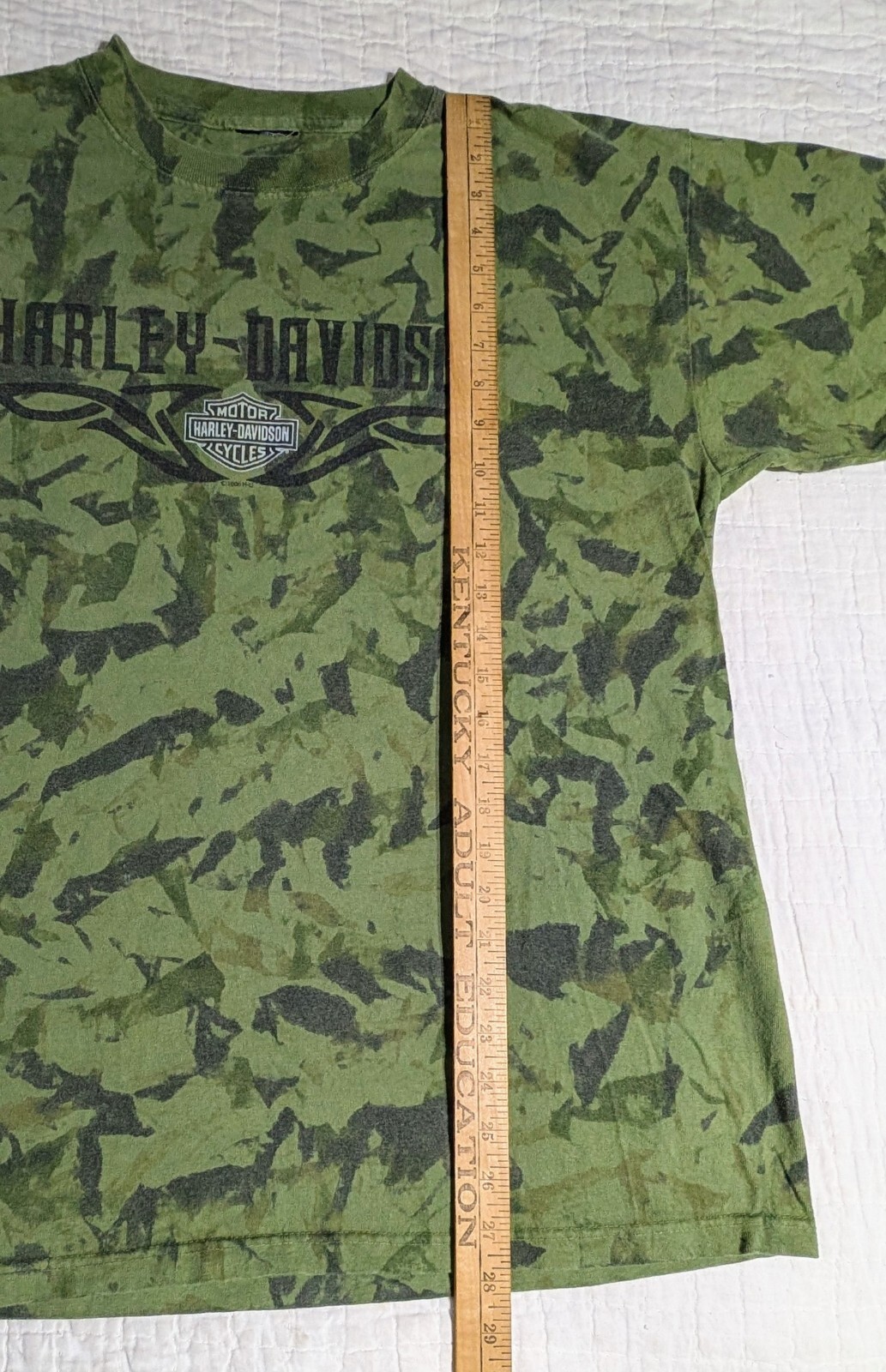 RARE Harley Davidson GHOST TOWN Men’s L (No Tag) Green Crinkle Dye Y2K NC Eagle