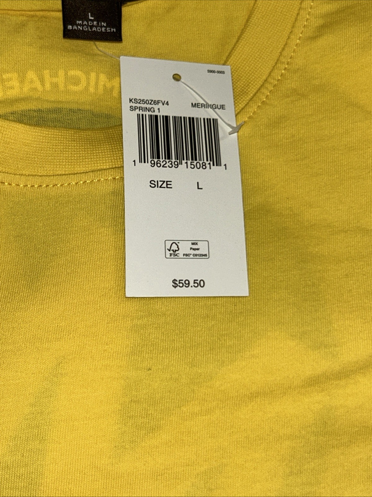 Michael Kors Meringue Yellow Black Logo Shirt – Size L – NEW!