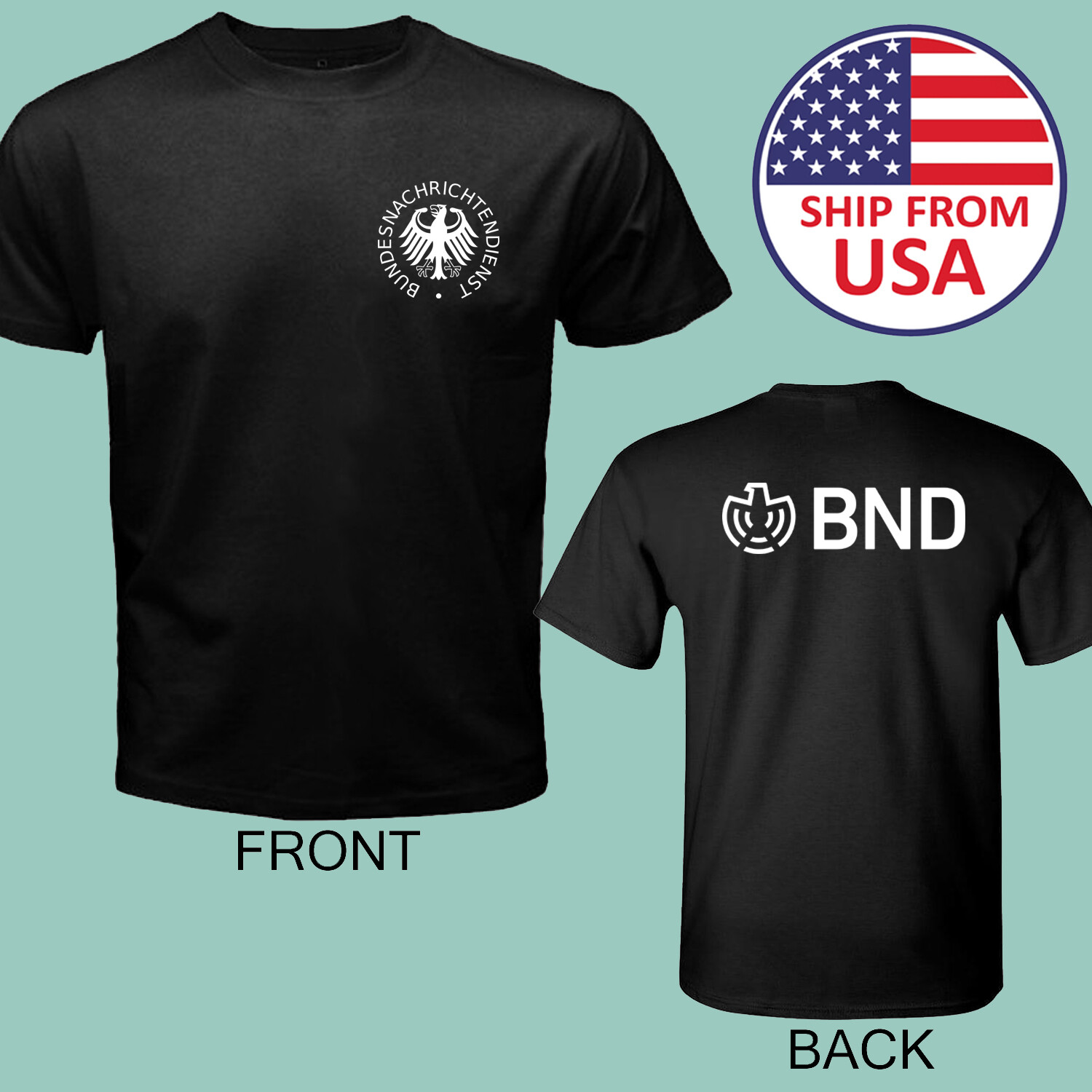 Special Germany Inteligence Agent BND Army Men’s Black Size S-5XL