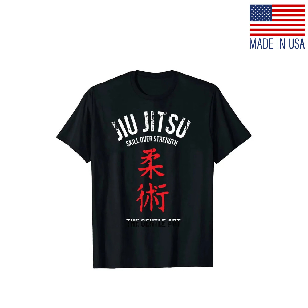 Men’S Jiu Jitsu Graphic T-Shirt, 100% Cotton, Casual Crew Neck, Slight Stretch,