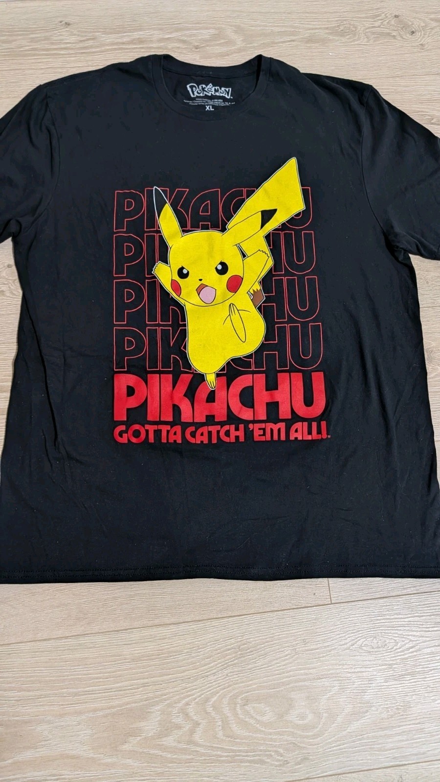 Pokémon Shirt Mens XL Black Yellow Red Pikachu Gotta Catch Em All