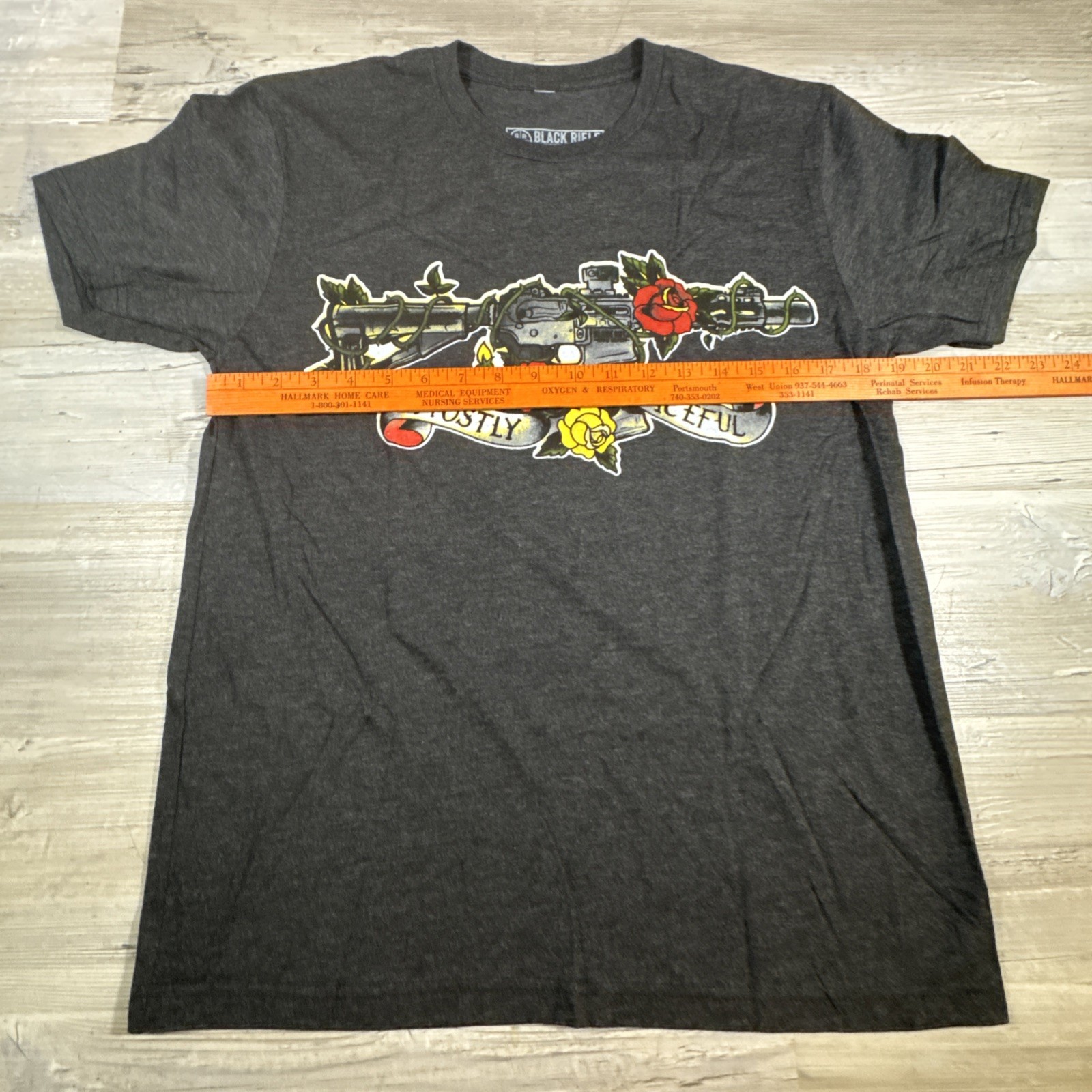 Black Rifle Coffee Mostly Peaceful T Shirt Mens Size Medium Black New