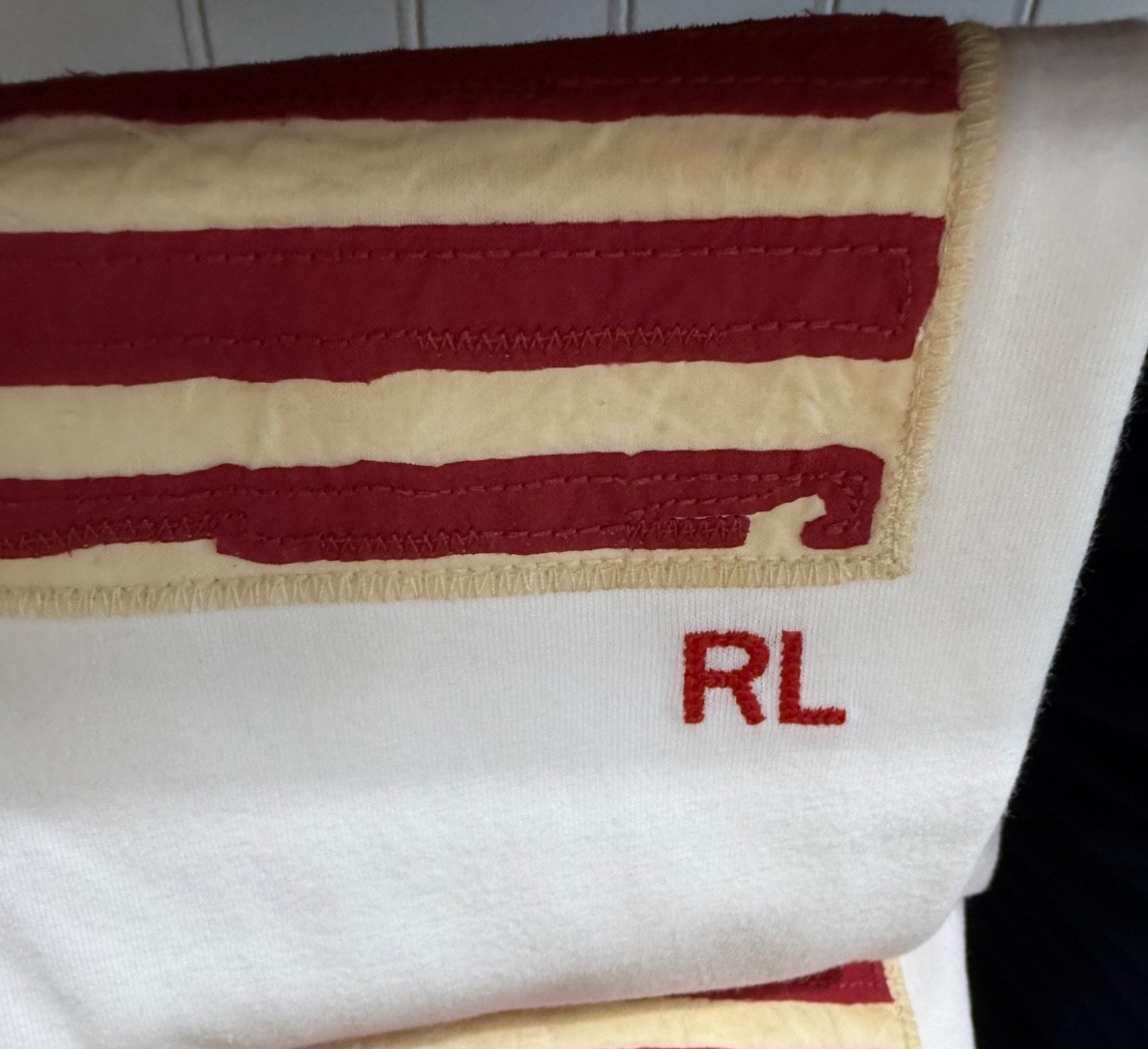Polo Ralph Lauren White Distressed AMERICAN FLAG Appliqué Short Sleeve T Shirt