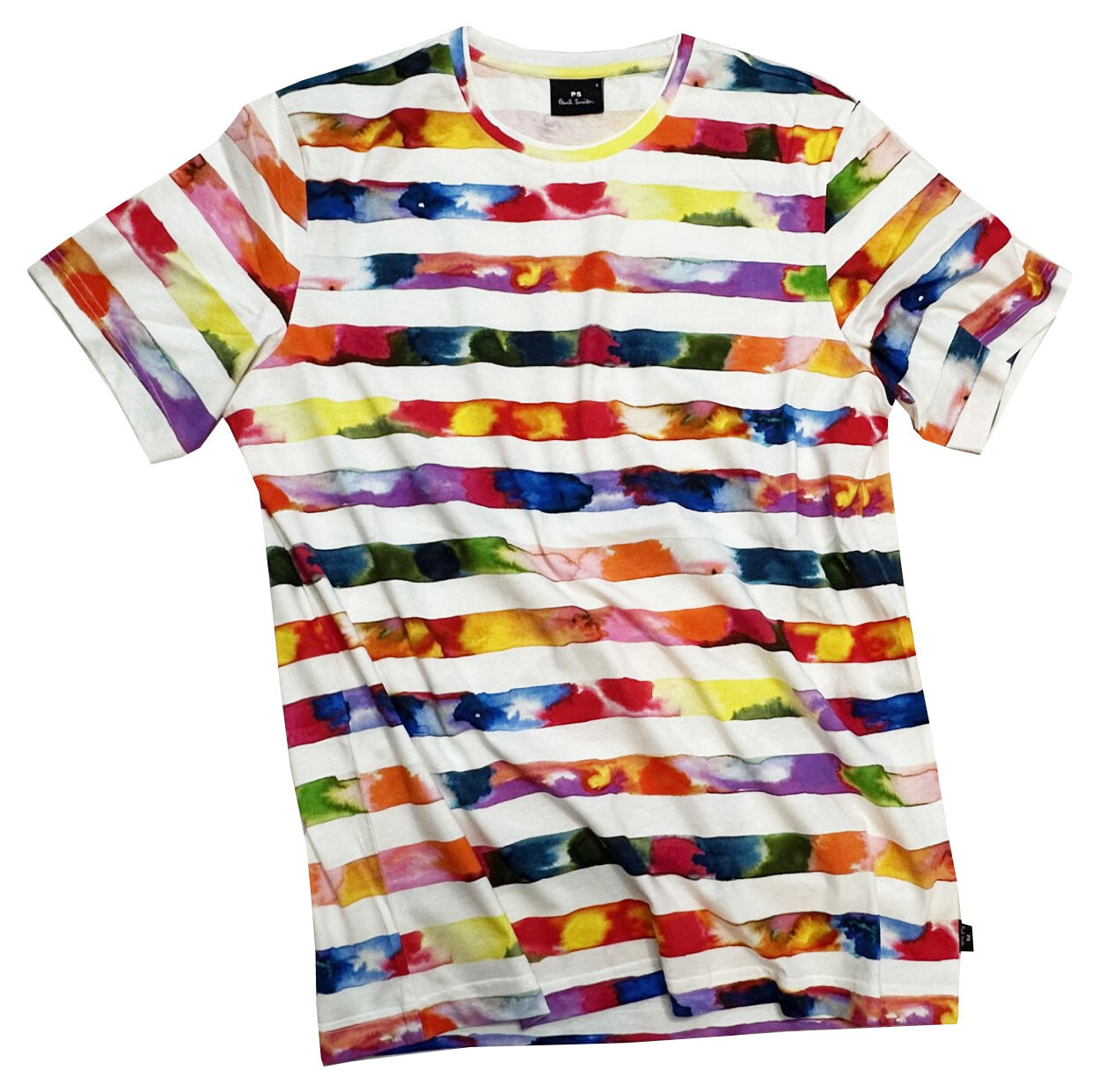 PAUL SMITH 100% COTTON MULTICOLOURED T-SHIRT / TOP BRAND NEW TAGS RARE SZ-S