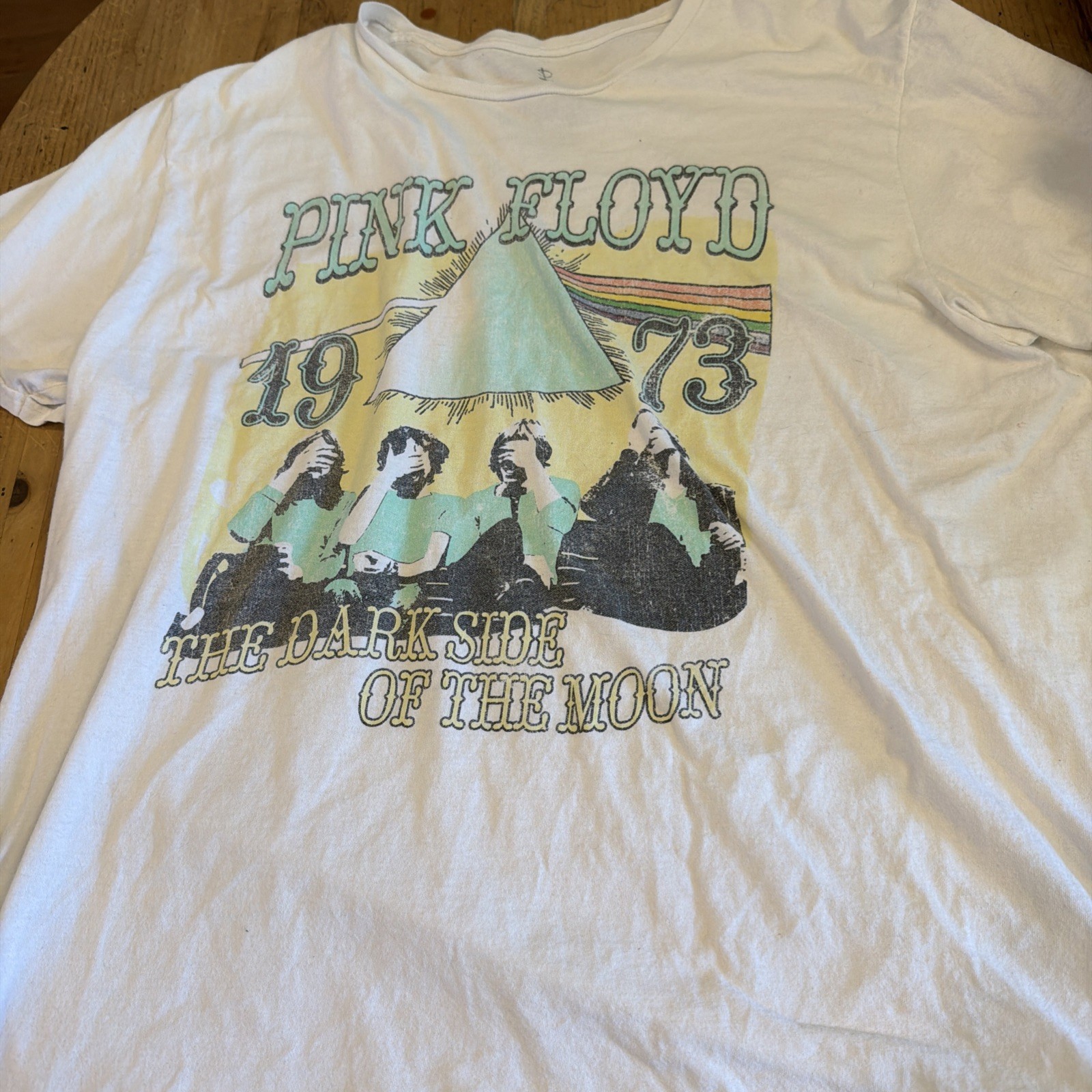 Pink Floyd Dark Side of The Moon T-Shirt Adult XL White Short Sleeve Pink Floyd
