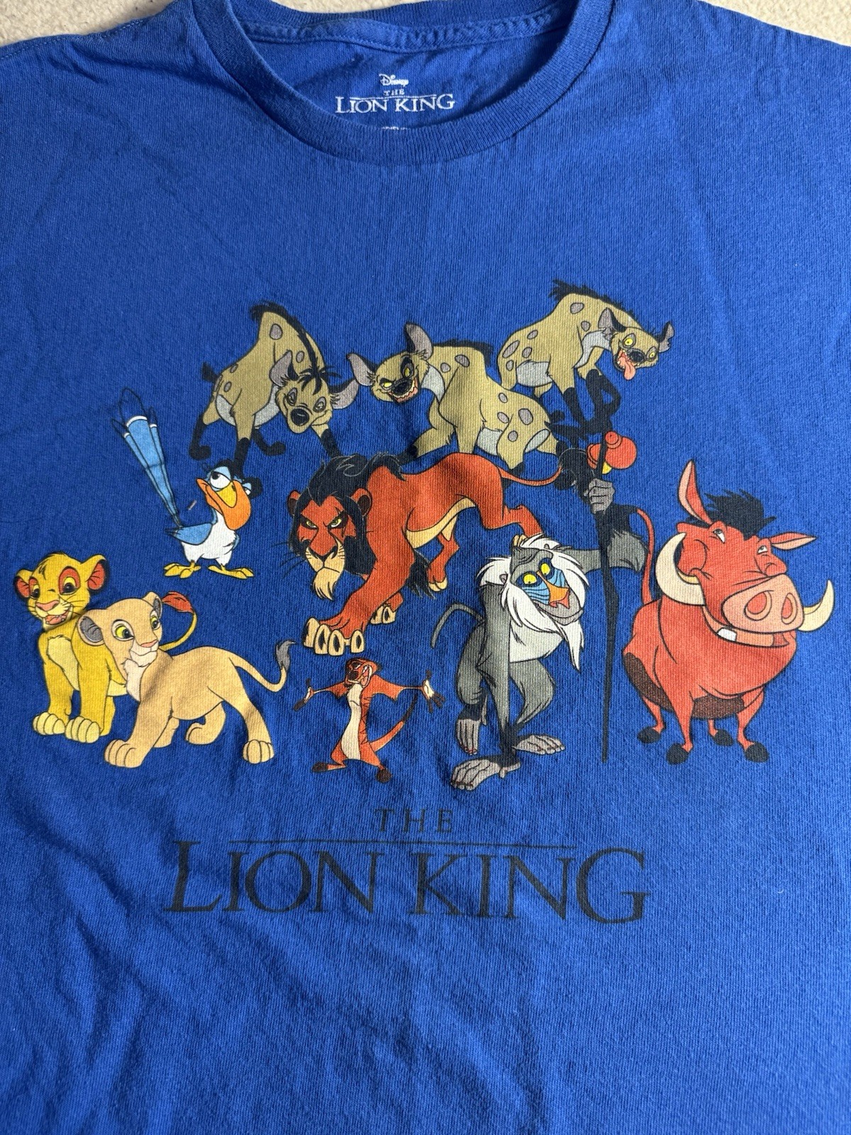 The Lion King Retro T Shirt Large Characters Graphic Blue Disney Nostalgia Simba