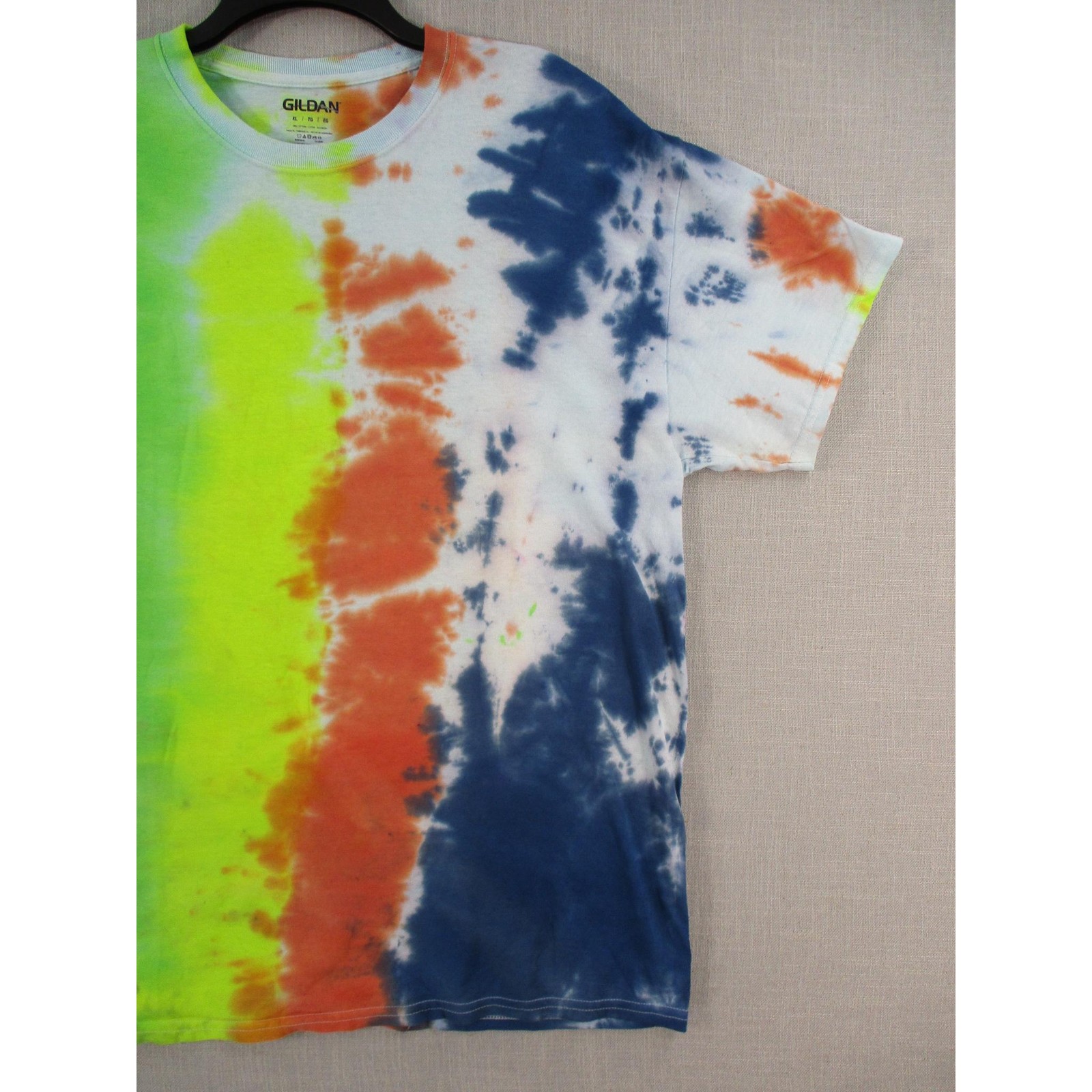 GILDAN Multi Color Psychedelic Festival Tie Dye T Shirt Mens Unisex Size XL