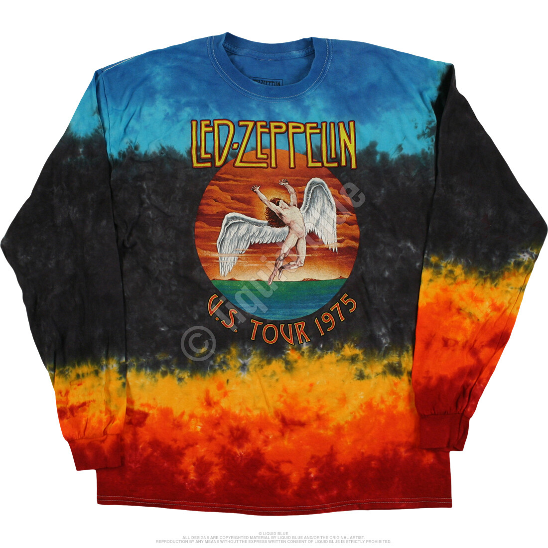 LED ZEPPELIN- ICARUS US TOUR 1975-LONG SLEEVE TIE DYE T-SHIRT S,M,L,XL,XXL