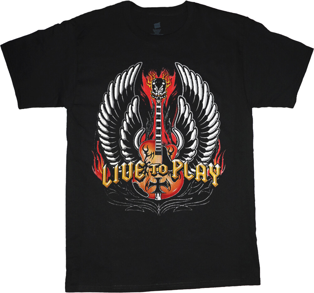 Live To Play Guitar T-shirt Mens Graphic Tee Clothing Apparel