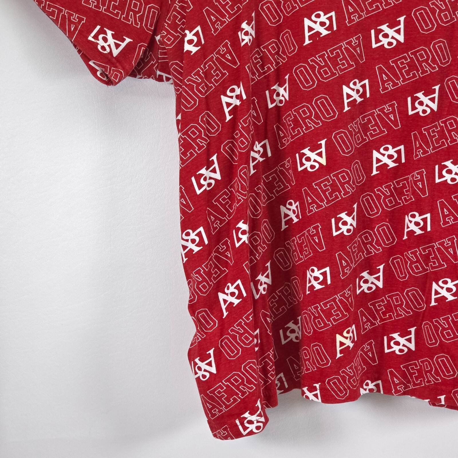 Aeropostale A87 Casual T-Shirt Men 3XL Spellout Logo All Over Print Short Sleeve