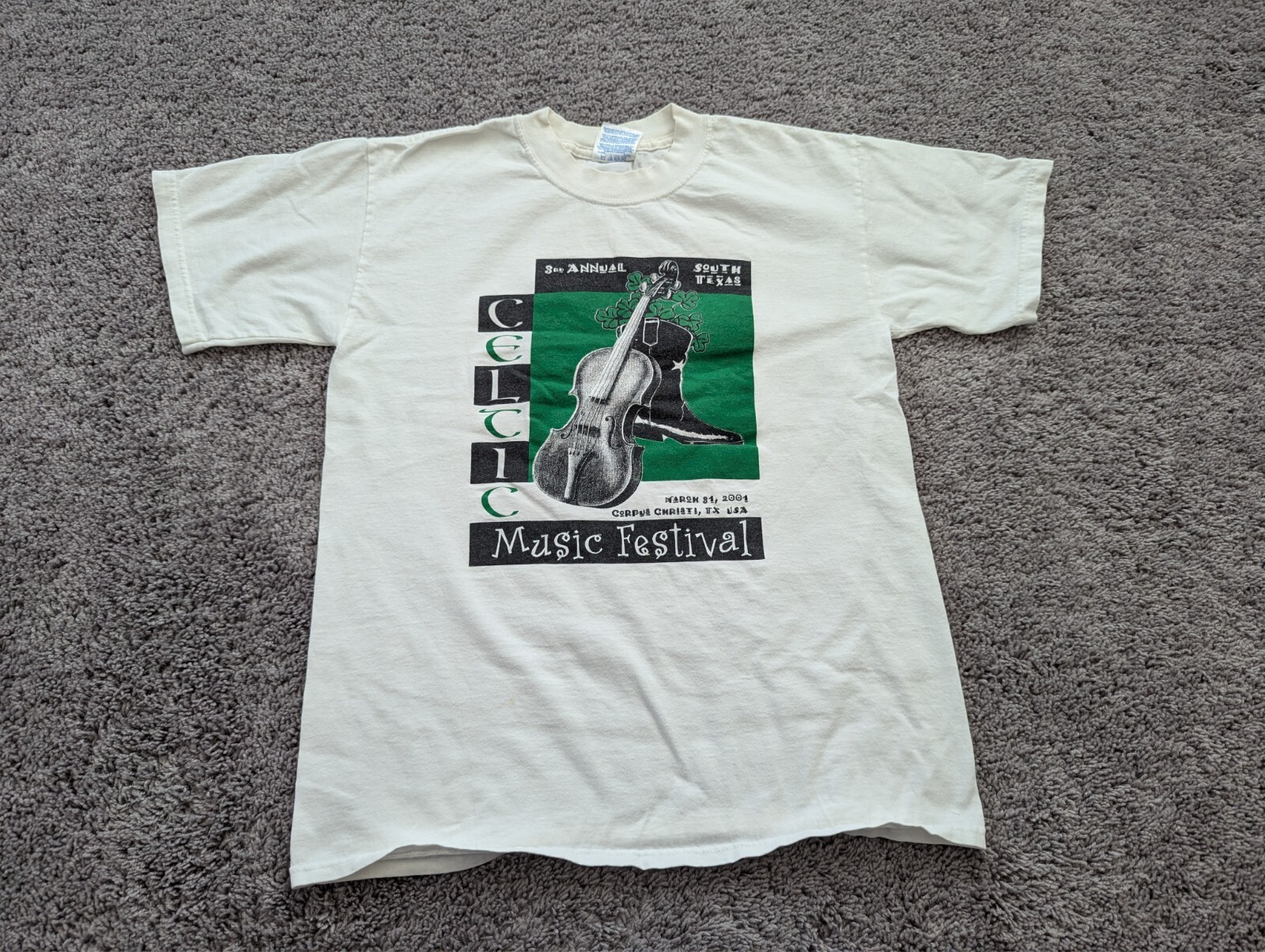 Vintage Gildan Ultra Cotton T-Shirt Mens M Crew Neck Music Festival 2001 Y2K