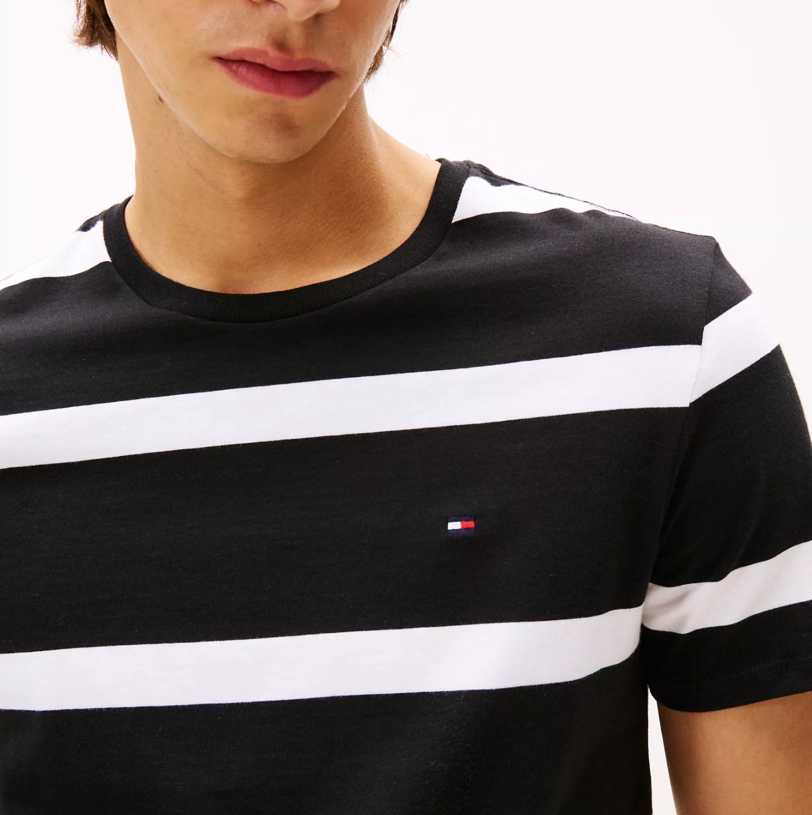 Tommy Hilfiger Men’s Regular Fit Rugby Stripe Cotton Jersey Crewneck T-Shirt Tee