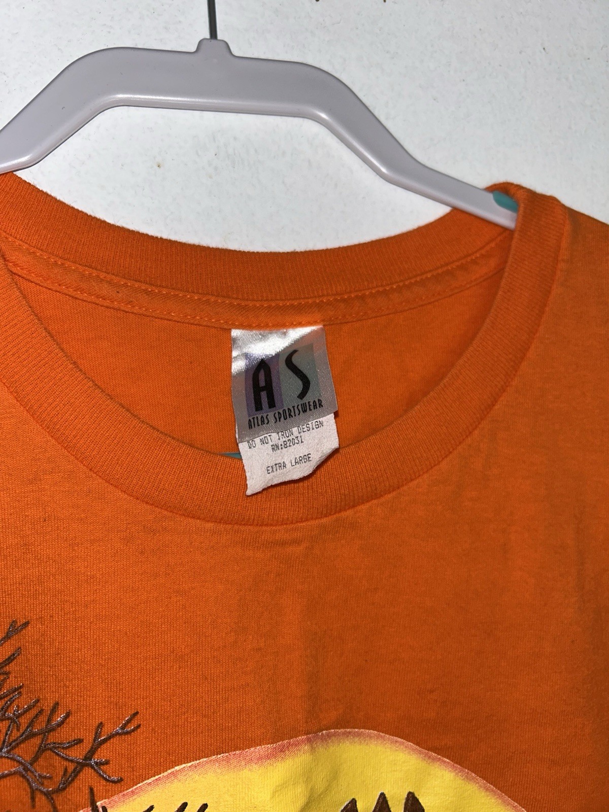 Vtg Tee Shirt Size XL Orange Teddy Bear Halloween Cute Print Atlas Top S/s