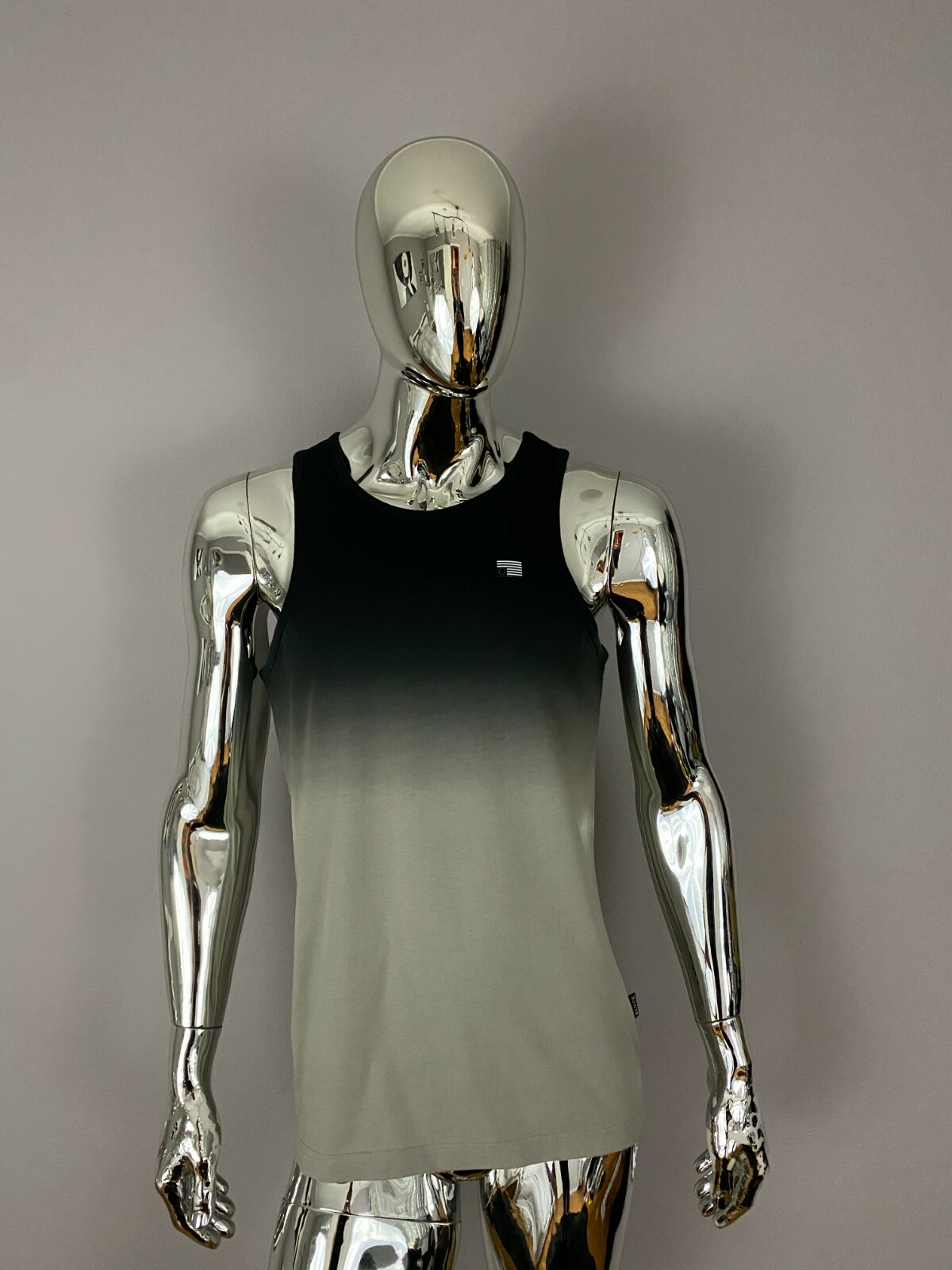 Black Scale Mens Ribbed Ombre Tank Top Gradient Black Gray Singlet Streetwear XS