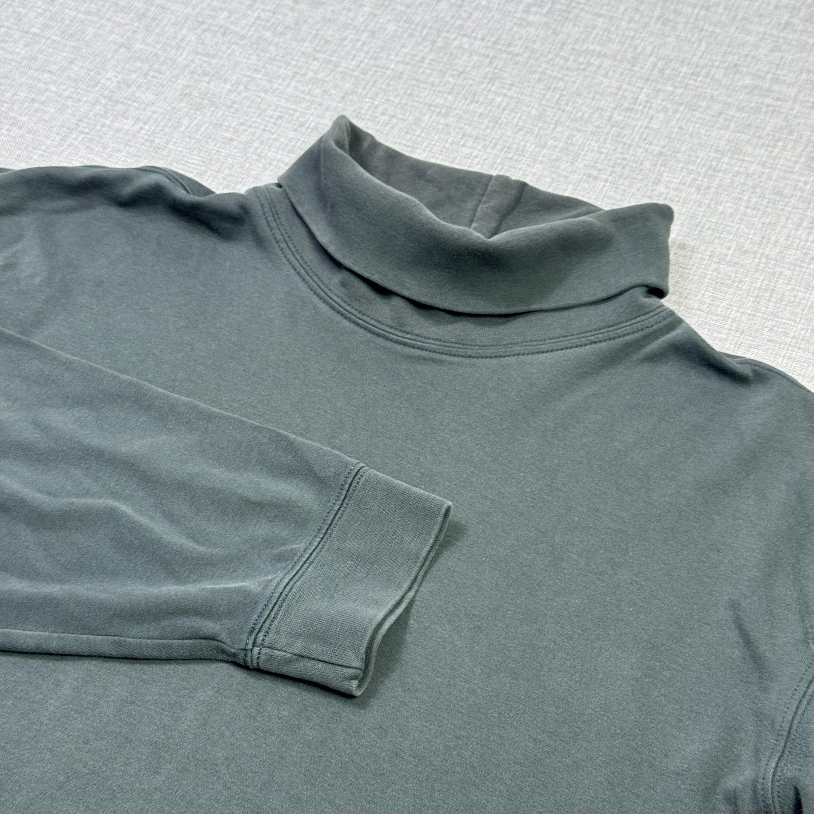 L.L. Bean Turtleneck Shirt Mens Large Green Long Sleeve Cotton Spandex Stretch