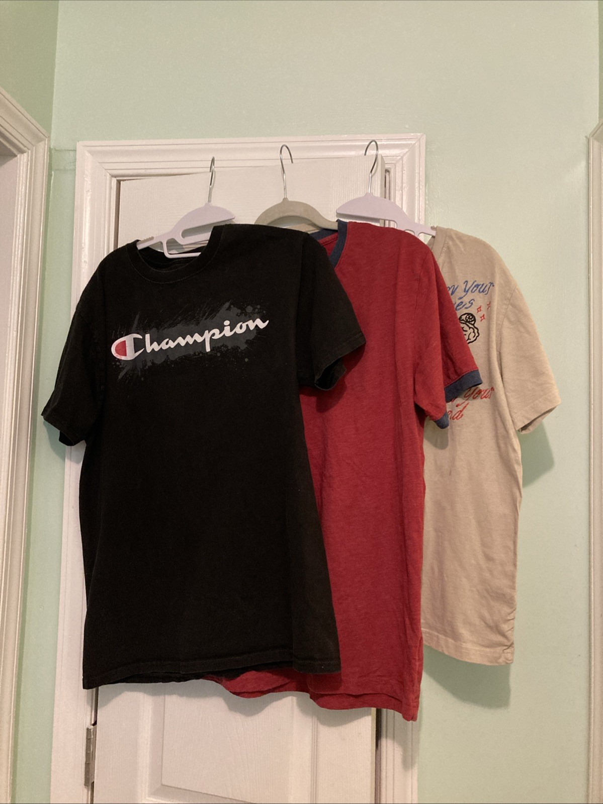 Lot Of 3 Champion Brooklyn & George Mens T Shirt Short Sleeves Black Red Beige M
