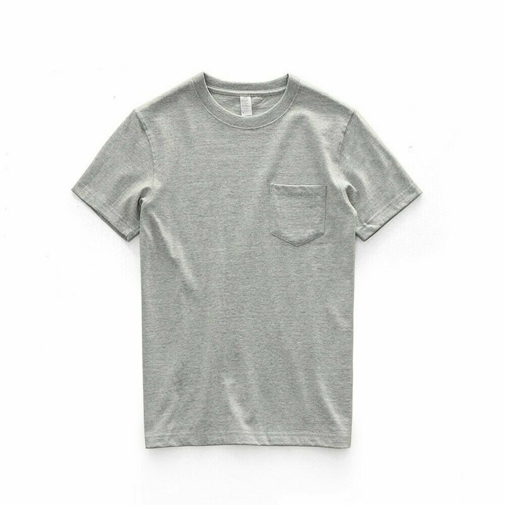 Men’s 100% Cotton Thick Crew Neck Short Sleeve T-Shirt With Pockets