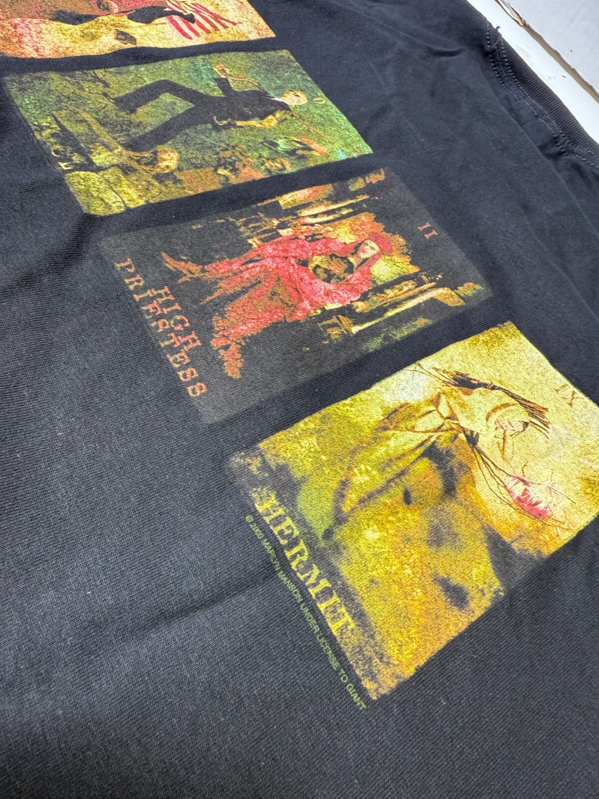 Rare Vintage Merch Marilyn Manson Death Tarot Card 2000 Cotton BG Shirt Size XL