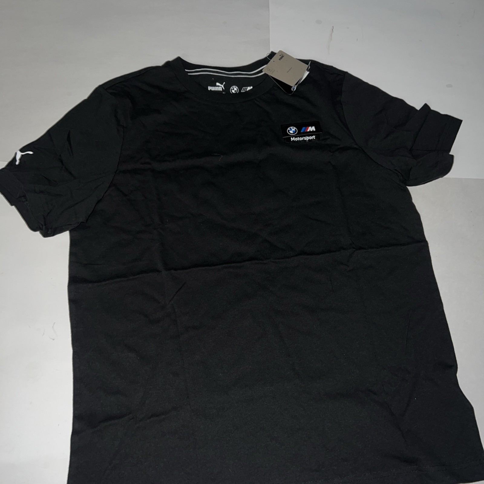 Puma BMW Motorsport MMS Racer Logo Men’s T Shirt Black Sz L $40 NEW