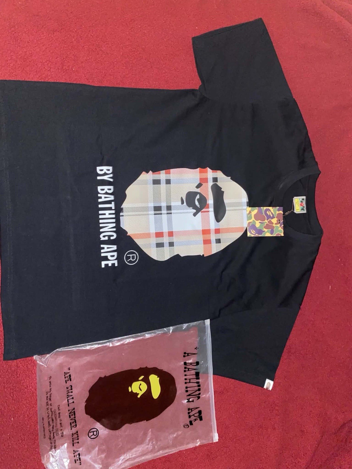 A Bathing Ape BAPE Ape Head Graphic Tee Black Men’s L Cotton Crew Neck