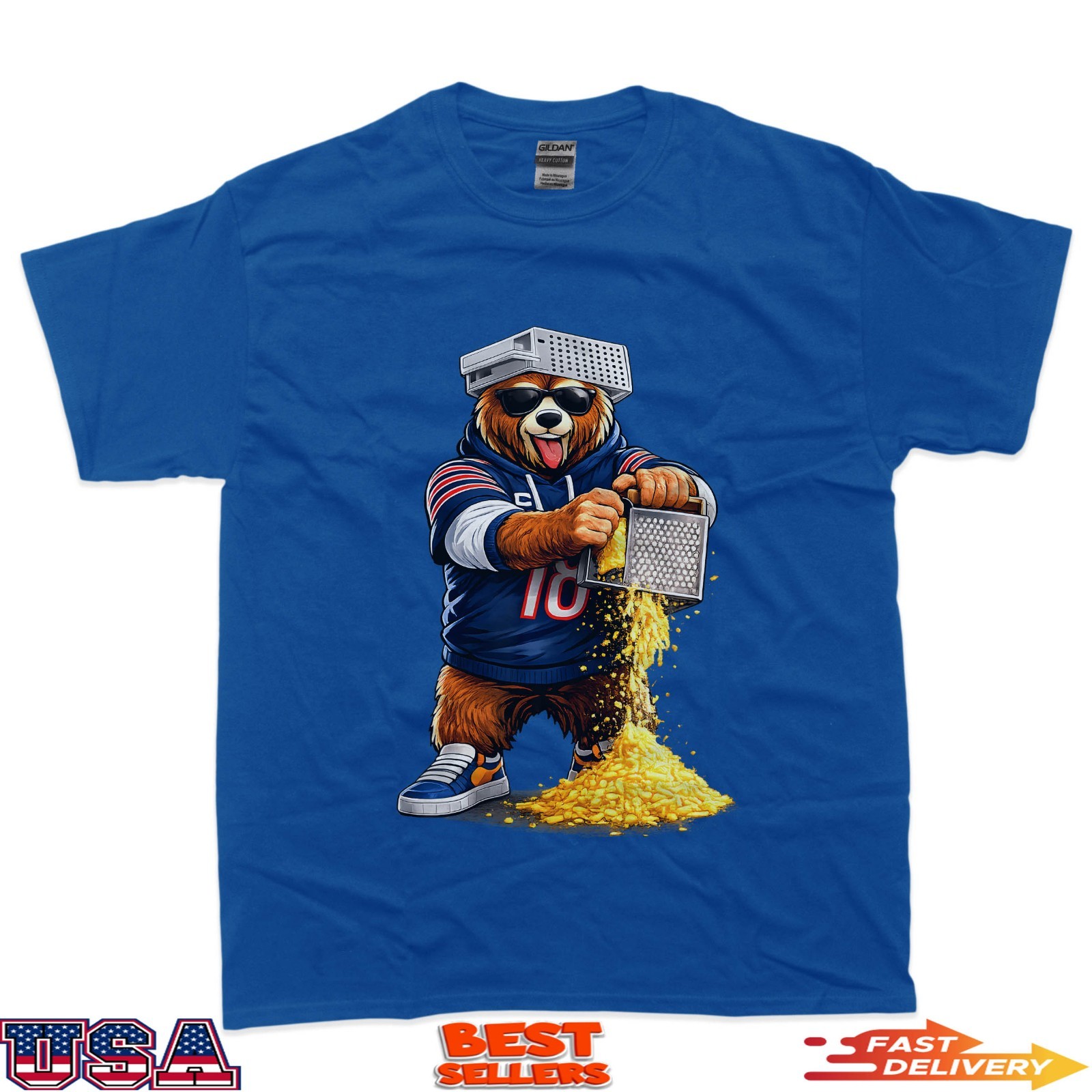 Bear With Cheese Grater Hat And Sunglasses T-Shirt