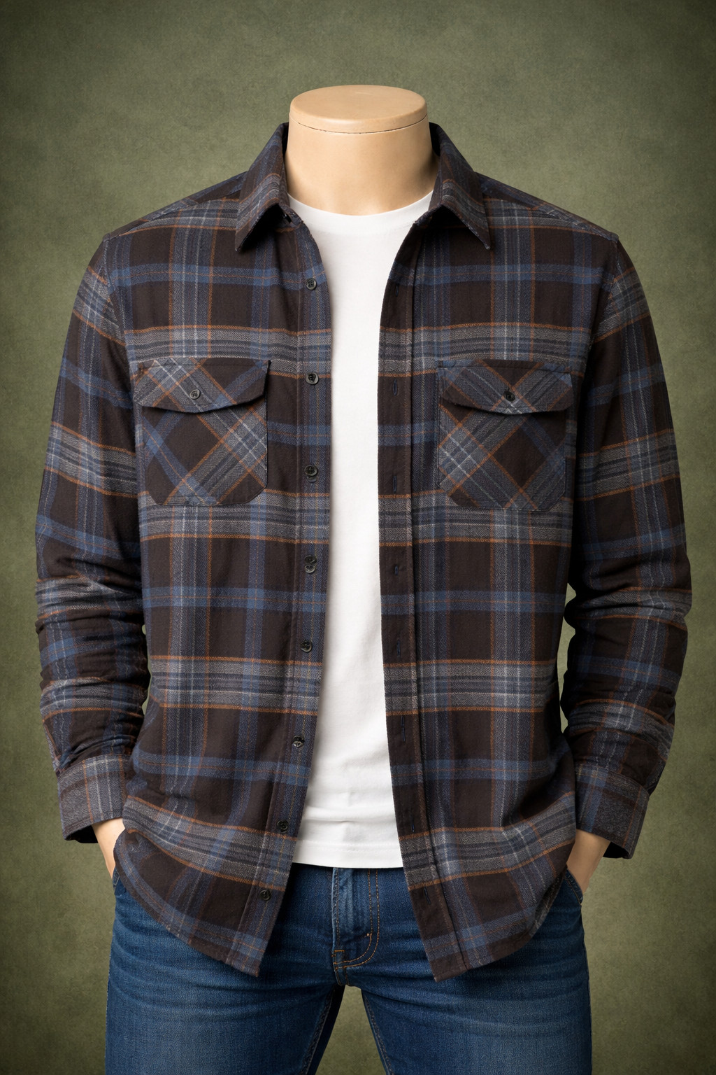 New Stance Lowell Black Long Sleeve Men’s Button Up Flannel Shirt RMHD-202