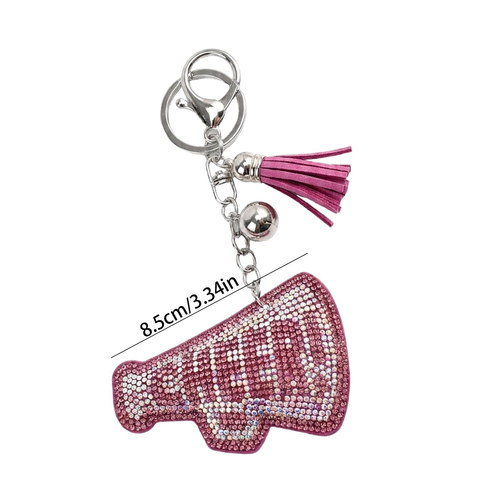Sparkly Rhinestone Cheer Megaphone Keychain,Bling Cheerleading Key Ring with …